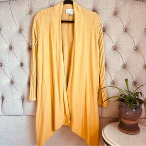 🍂🍁 Anthropologie Women's Mustard Yellow Soft Flyaway Cardigan Saturday Sunday Sm